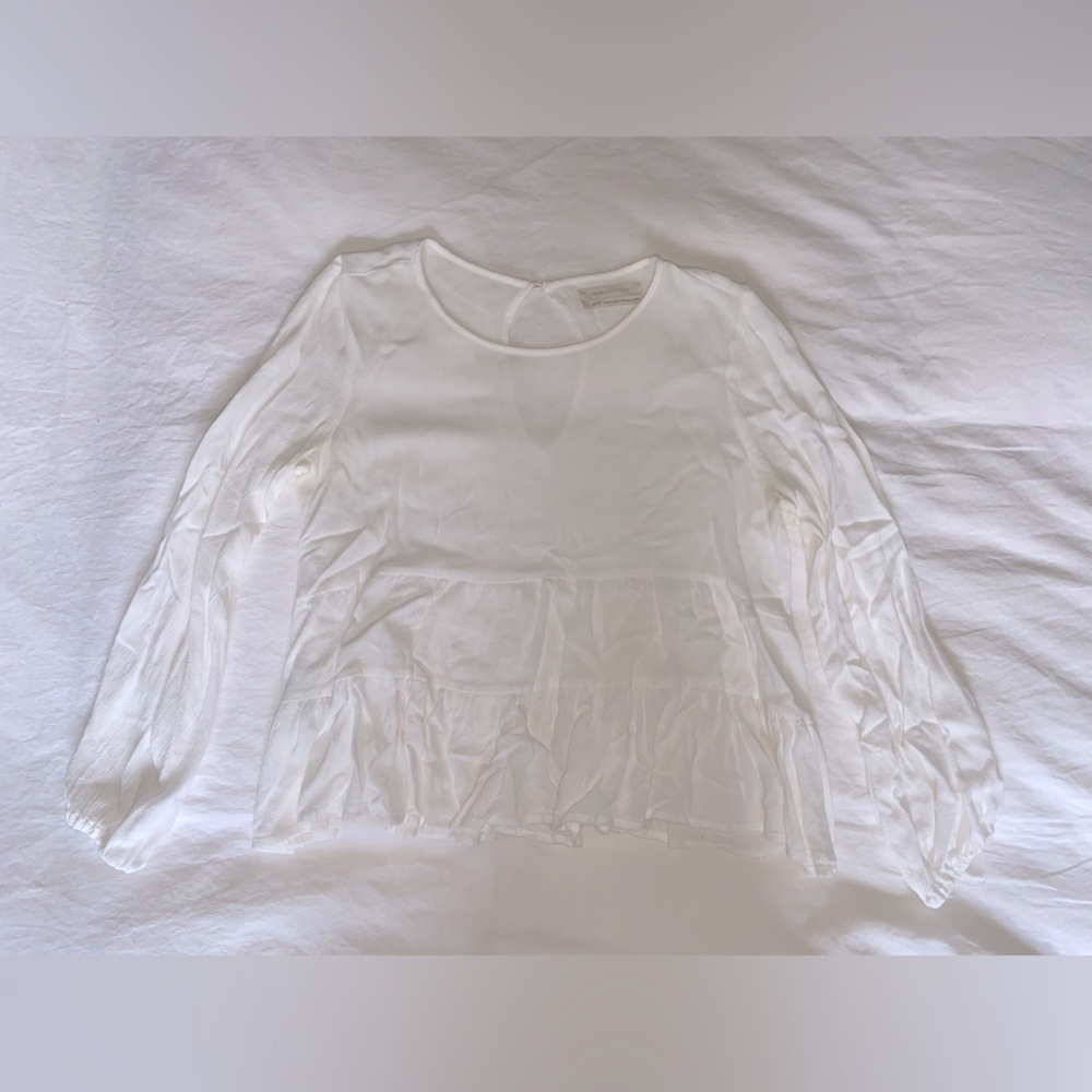 White loose peplum top